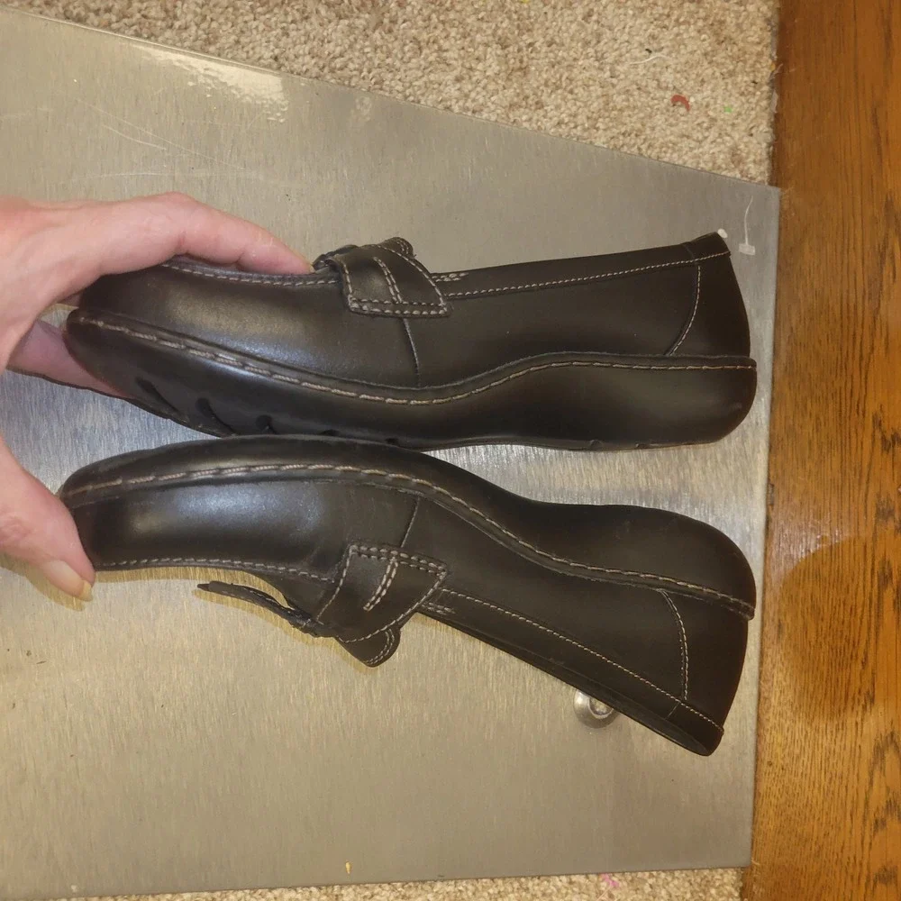 Clarks Collection Black Leather Tassel Loafers Womens 8.5 M‎ Ultimate Comfort